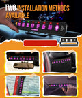 Eight Gang Slim Switch Panel With Auto Dimming RGB Backlight installed in various vehicles
