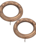Two Pack Wooden Curtain Rings With Smooth Glide For Curtains, No Fuss Install For Home And Commercial Use, Walnut Finish