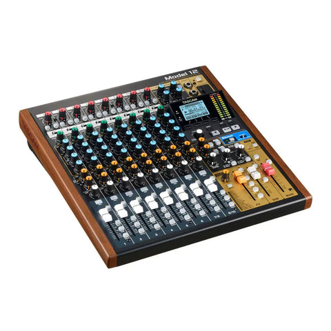 All In One 12-Track Digital Multitrack Studio Mixer With USB Audio Interface And DAW Control, angled top view