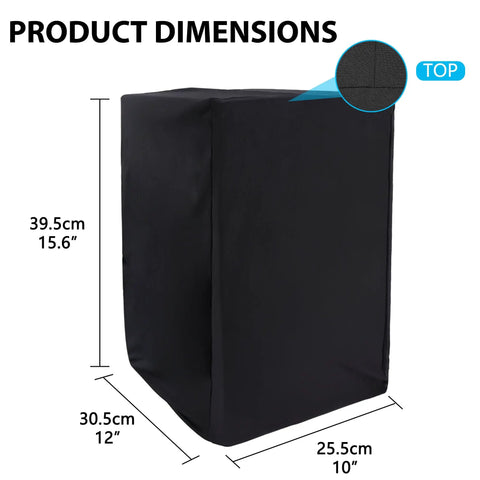 Heavy Duty Dust Cover For 8-Inch Studio Monitors Pro Grade Gear Shield showing dimensions for Yamaha HS8 Adam T7V KRK Rokit 8 G4 JBL 308P MkII PreSonus Eris E8 XT Two Pack