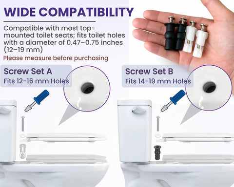 Stainless Steel Toilet Seat Screws Kit With Expanding Rubber And Plastic Nuts Universal Top Mount Bolts Replacement shown