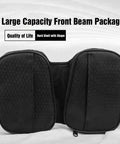 Black waterproof bike frame bag with large capacity for tools and phone. Front beam saddle storage pouch for on the go riders.