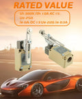 Adjustable Roller Lever Arm Limit Switch 380V 10A 1NO 1NC Momentary Pack Of 2 Heavy Duty Industrial Grade for machinery.