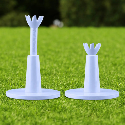 Two Pack Adjustable Golf Tees For Driving Range And Golf Simulators, Reusable PU Tees With 2 Heights From 2.13 to 3.15 Inches