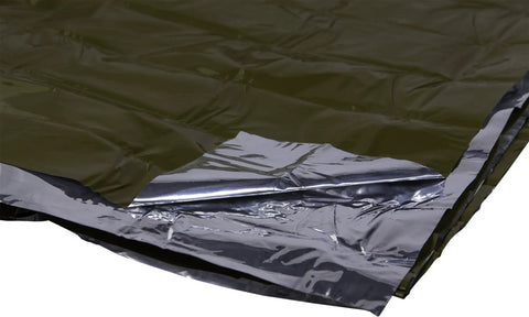 90 Percent Heat Reflective Emergency Blanket Beefed Up Heavy Duty For Disaster Prep Kit Waterproof Windproof Tear Resistant Rugged green material