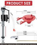 Toilet Flush Valve Replacement Kit With Height Adjustable Fill Valve And No-Fuss Threaded Flow Control Knob, 2-Inch Flapper, Toilet Handle Lever dimensions