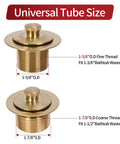 No Sweat Lift Turn Tub Drain Trim Kit With One Hole Overflow Faceplate Brushed Gold universal tube sizes for fine and coarse threads.