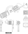 Technical diagram of Smart App Controlled 1 To 10 Crawler ESC And Sensored Brushless Motor Combo For Off Road RC Trucks, 80A