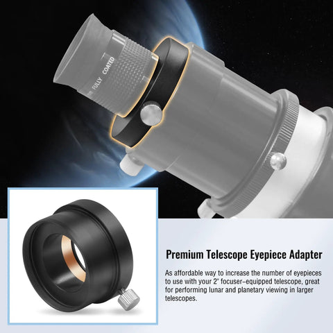 2 Inch To 1.25 Inch Telescope Eyepiece Adapter For 2 Inch Focusers And Filters, anodized aluminum with thumbscrew