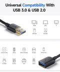 USB 3.0 Extension Cable 3-Foot Male To Female, 5Gbps SuperSpeed Extender, universal compatibility with USB 3.0 and USB 2.0.