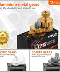 Beefy 17g Metal Gear Digital Servo 1.8kg Torque 4.8V To 6V RC Servo showcasing aluminum metal gears and durability features