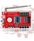 Hands On DIY FM Radio Soldering Kit For Electronics Learning Solder Practice Essentials Build A Functional FM Radio Speaker Beginner Friendly Kit With English Instructions And Easy Assembly, red circuit board close-up with digital display and speaker