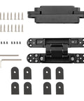 Hidden Door Hinges 2-Pack 7 Inch Black Heavy Duty Concealed Zinc Alloy Invisible Hinges with Screws and Allen Keys Included