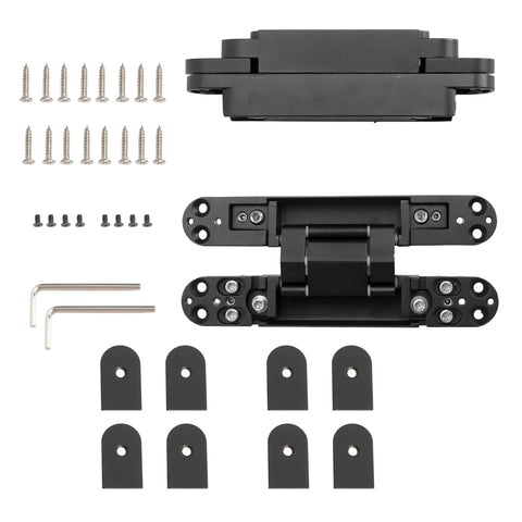 Hidden Door Hinges 2-Pack 7 Inch Black Heavy Duty Concealed Zinc Alloy Invisible Hinges with Screws and Allen Keys Included