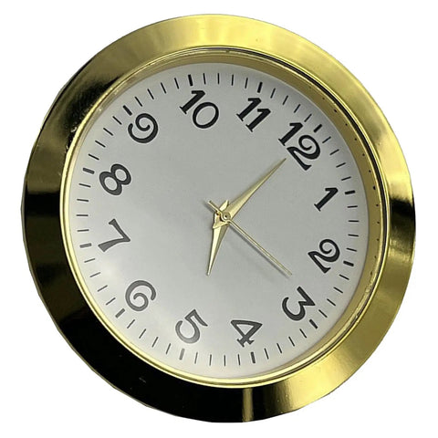 Alloy Clock Face Insert With Long Lasting Arabic Numerals 55mm Diameter gold-tone clock face with black numerals and hands