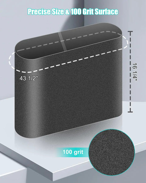 100 Grit Drum Sander Feed Belt for Performax 16 32 Drum Sanders Replacement showing 43 1/2" circumference and 16 1/4" width