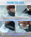 Step-by-step guide showing Two Piece Windshield Crack Repair Kit With Glass Repair Resin For Chips And Cracks Quick Fix In About Twenty To Thirty Minutes Brings Back Clarity And Strength DIY Auto Glass Repair For Cars Trucks SUVs in use.