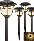 Solar Pathway Lights 4 Pack Outdoor Garden LED Lights IP65 Waterproof Glass And Metal Walkway Landscape Lighting