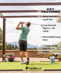 Man practicing golf swing on patio with Practice Golf Balls 12 Pack With True Flight And Real Spin For Backyard And Indoor Training