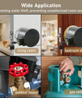 Straight Up Secure Child Proof Door Knob Lock Cover prevents turning on living room door and bedroom door for safety.