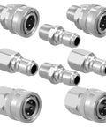 Afcabakila 8-piece stainless steel 3/8 in pressure washer quick-connect fittings set with male and female NPT adapters.