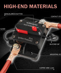 Pro Grade Manual Reset 80 Amp Dc Circuit Breaker With Quick Toggle Switch For 12 To 48 Volt Systems Dual Pack close-up with reset lever and contacts.