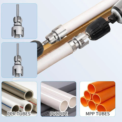 Kick Butt Plumbing Work With This Heavy-Duty PVC Pipe Threader Set for 1/2 and 3/4 inch PVC, PPR, and MPP pipes.