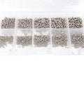 1200 Piece Miniature Self Tapping Screw Set Featuring Crosshead Drive And Rugged Carbon Steel Build For Diy Repairs And Furniture Assembly in divided storage container.