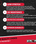 Informative graphic on advantages of Heavy Duty Polyester Fish Tape And Wire Puller for electrical jobs, highlighting durability and UV resistance.