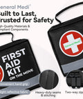 Compact 150 Piece First Aid Kit With Instant Cold Pack And Emergency Blanket For Grab And Go Travel Home Office Car Camping in lightweight bag