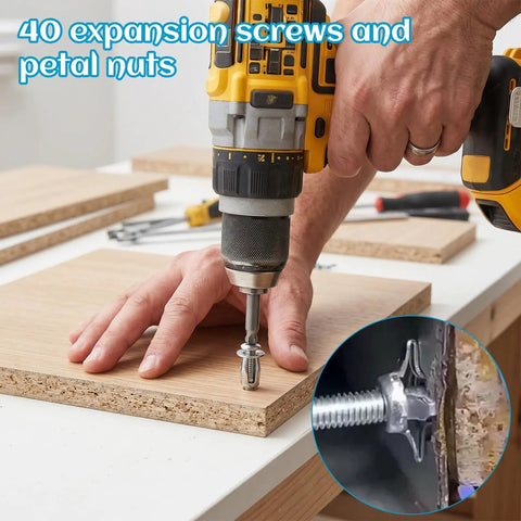 30 Piece M4 Hollow Wall Anchors Kit With Petal Nuts And Screws Expansion Door Anchors For Thin Walls Hollow Panels And Sheet Metal Includes Metal Screws Heavy Duty Cavity Fixing For Quick No Sweat Install, drill installing anchor in wood panel