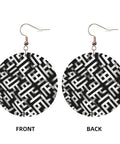 Black And White Grid Print Dangle Earrings For Women, Hella Lightweight Faux PVC Leather Look With Secure Silver Plated Hooks, Fresh Daily Wear That Truly Slays Every Casual Outfit - front and back view.