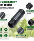 Five Pack Sprinkler Riser Extensions One Half Inch Male Pipe Thread Two Inch Length Easy Install PVC Double Male Connector