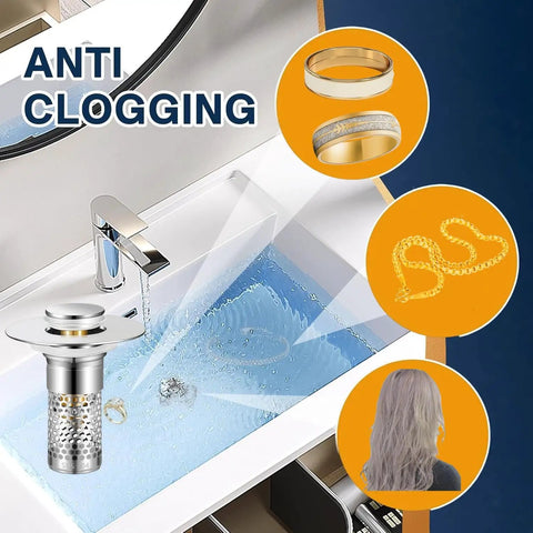 Hella Solid Bathroom Pop Up Sink Drain Strainer Two Pack Stainless Steel Hair Catcher Filter Basket Keeps Sludge Out And Stops Clogs Cold Before They Spread