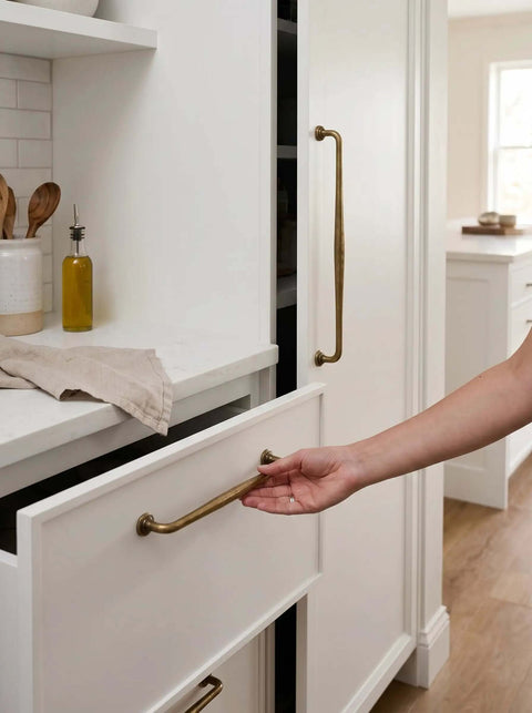 Antique Brass Cabinet Pulls 12 5/8 Inch Hole Centers Six Pack Zinc Alloy Vintage Drawer Spindle Handles installation