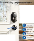 Skip The Keys Forever With This Top Shelf Keyless Entry Door Lock Featuring Heavy Duty Electronic Keypad Auto Lock Design And Backlit Handles For Hassle Free Daily Use Anytime on a door with a keypad and ergonomic handle.