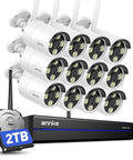 Wireless Security Camera System Kit With 2TB Hard Drive 16 Channel 4K WiFi NVR For Indoor And Outdoor Use 12 Weatherproof Cams