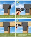 Beefed Up Heavy Duty 4x4 Post Caps Tie Brackets Actual 3.5 By 3.5 Inches 4 Pack Galvanized Steel Pergola Connector Brackets installed on wood posts