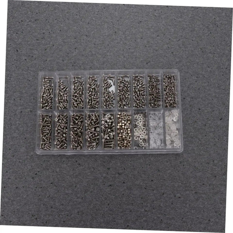 Must Have Mini Screw Kit Set Stainless Steel Miniature Screws visible in plastic organizer tray, rust resistant, for repairs