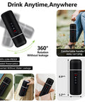 On The Go 12V/24V Car Travel Kettle with 420ml Capacity, Magnetic Stirring, shown in various views and usage scenarios.