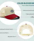 Low Profile Womens Trucker Hat With Dope Vintage Vibe Breathable Cotton Cap featuring color-blocked brim and adjustable fit