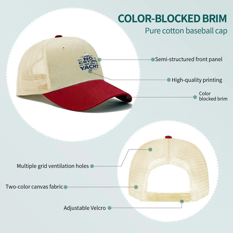 Low Profile Womens Trucker Hat With Dope Vintage Vibe Breathable Cotton Cap featuring color-blocked brim and adjustable fit