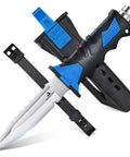 Scuba Diving Knife With Leg Straps And Sheath, Lightweight German 1.4116 Stainless Steel Blade, QuickRelease sheath, blue handle