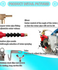 Pro Grade Dust Busting Misting System Water Sprayer nozzle details with copper fitting, bamboo pipe, and stainless steel clips.