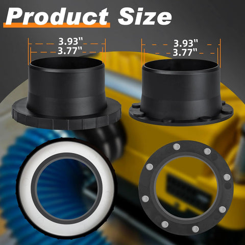 Front view of magnetic dust collector system for 4-inch shop vacs with mag-port connector and three 4-inch couplers