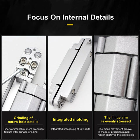2 Pack Hidden Door Hinges 7 Inch Heavy Duty 180 Degree Swing 3D Concealed Cross Hinge Zinc Alloy Sleek Invisible details view