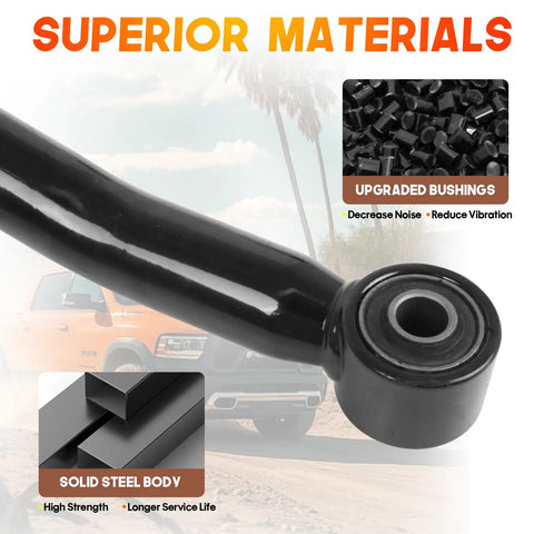 Dodge Ram Front Adjustable Track Bar 0 To 3 Inch Lift For 2003 To 2013 2500 3500 Heavy Duty Off Road Steering Rod Easy Bolt On Install Improves Alignment And Handling On Lifted Trucks, black steel body with upgraded bushings