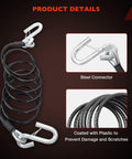 Coiled Trailer Safety Cable Kit With S Hooks, 7500 Lb Capacity, 7 Feet Long, Black Heavy Duty Towing Cables, Set Of 2