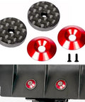 Heavy Duty Carbon Fiber Wing Nuts For Rc Trucks And Buggies Rad lightweight mounting nuts in black and red with screws for RC use.