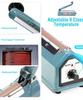 8 Inch Impulse Sealer For Plastic Bags And Shrink Wrap Manual Heat Sealer Machine With Adjustable Temperature Heavy Duty Bag Sealer Easy Operation Includes Repair Kit Blue device and components